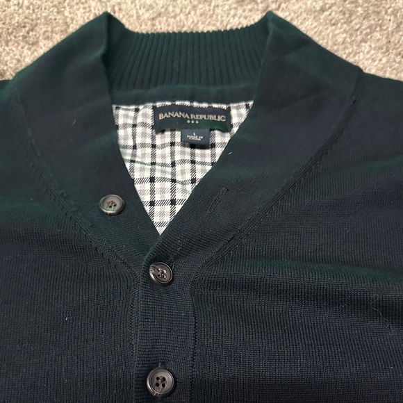 Banana Republic Mens Three Button V Neck Stretch Pullover Sweater Black Size L - Picture 3 of 6